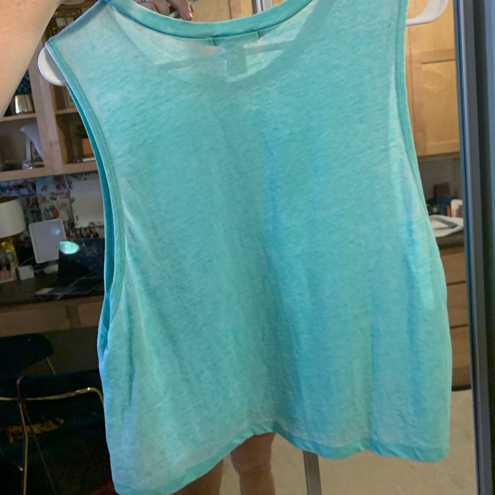 Turquoise distressed crop tank / workout tank